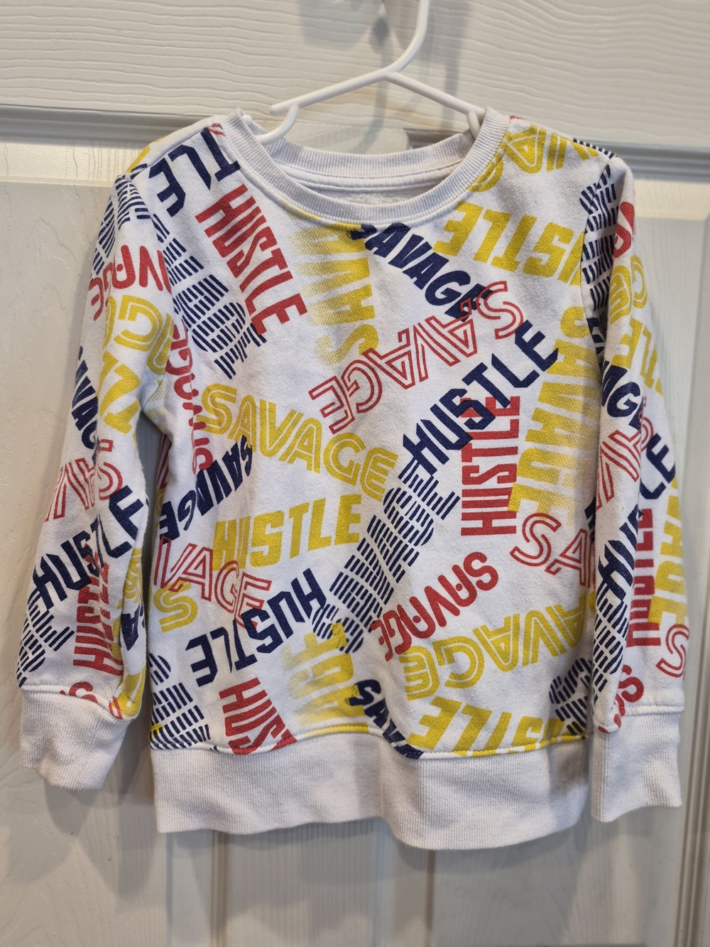 5/25 Kids White Graphic Sweatshirt with Red, Yellow & Navy Text Print